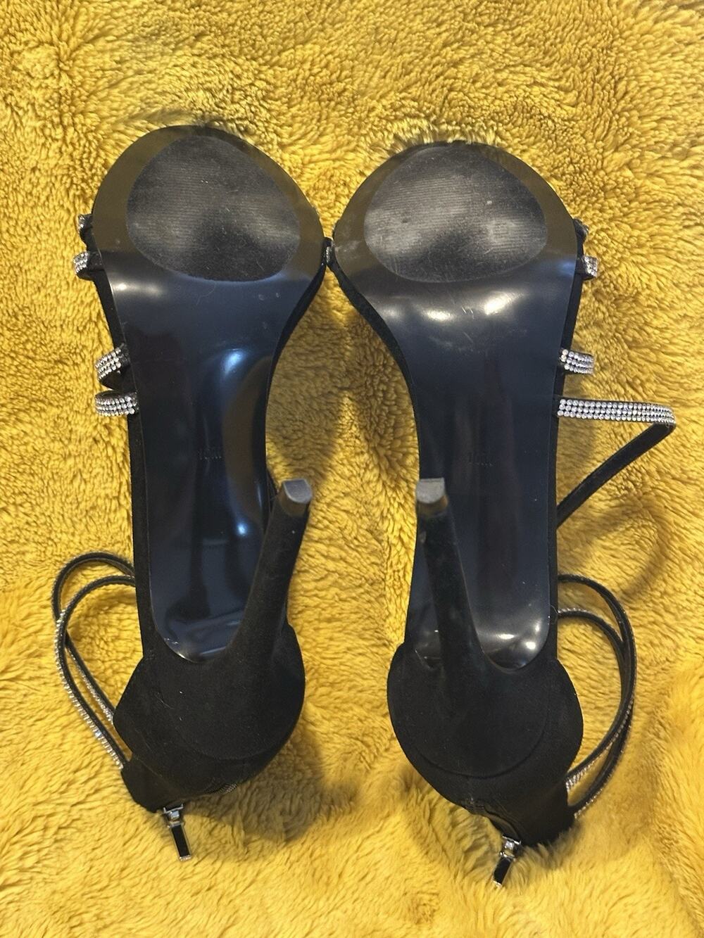 Steve Madden Sweetest Pewter 4” Heels Black w Bling Womens Sz 10M Evening Formal